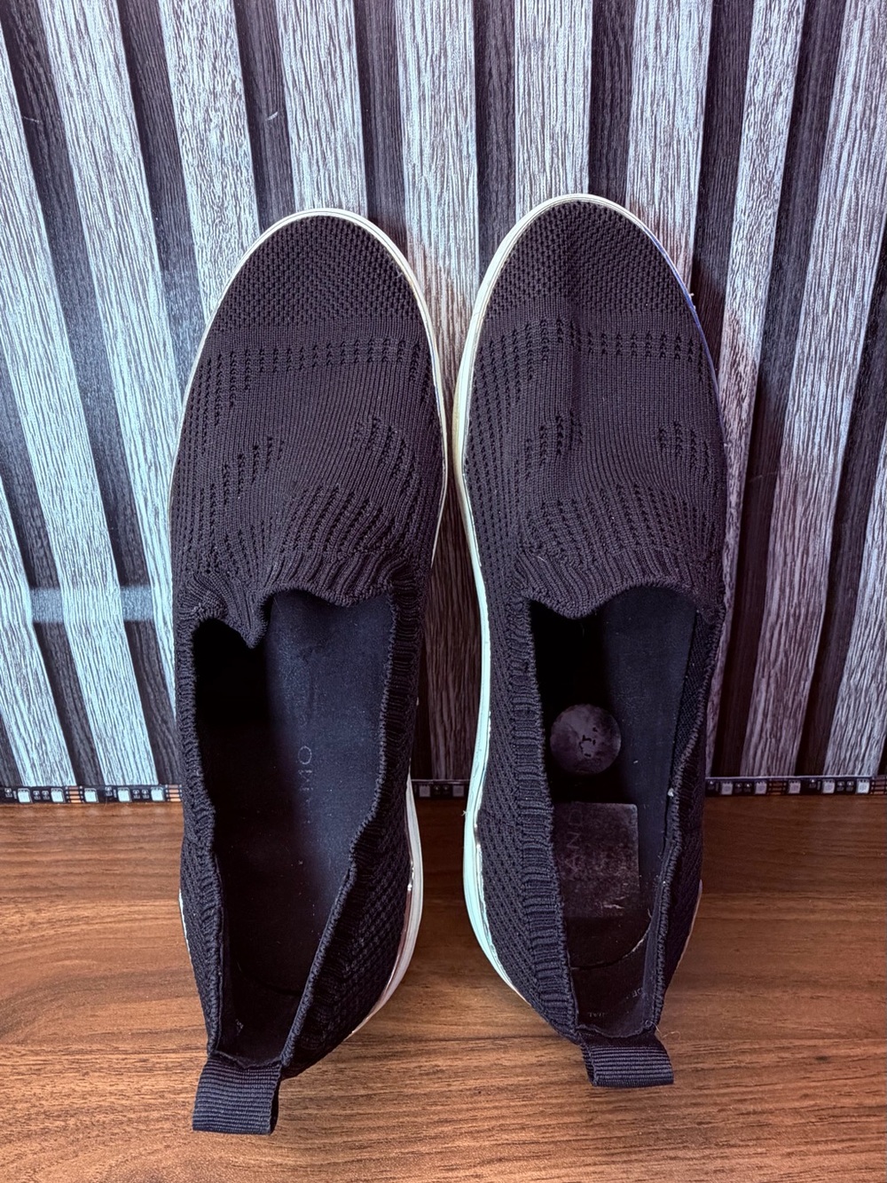 Black Slip-On Knit Women’s Sneakers